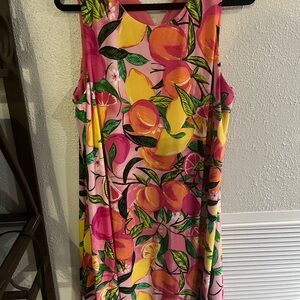 Pappagallo Pink and Yellow Floral Midi Dress